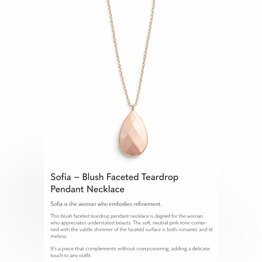 Sofia – Soft Blush Faceted Teardrop Pendant Necklace